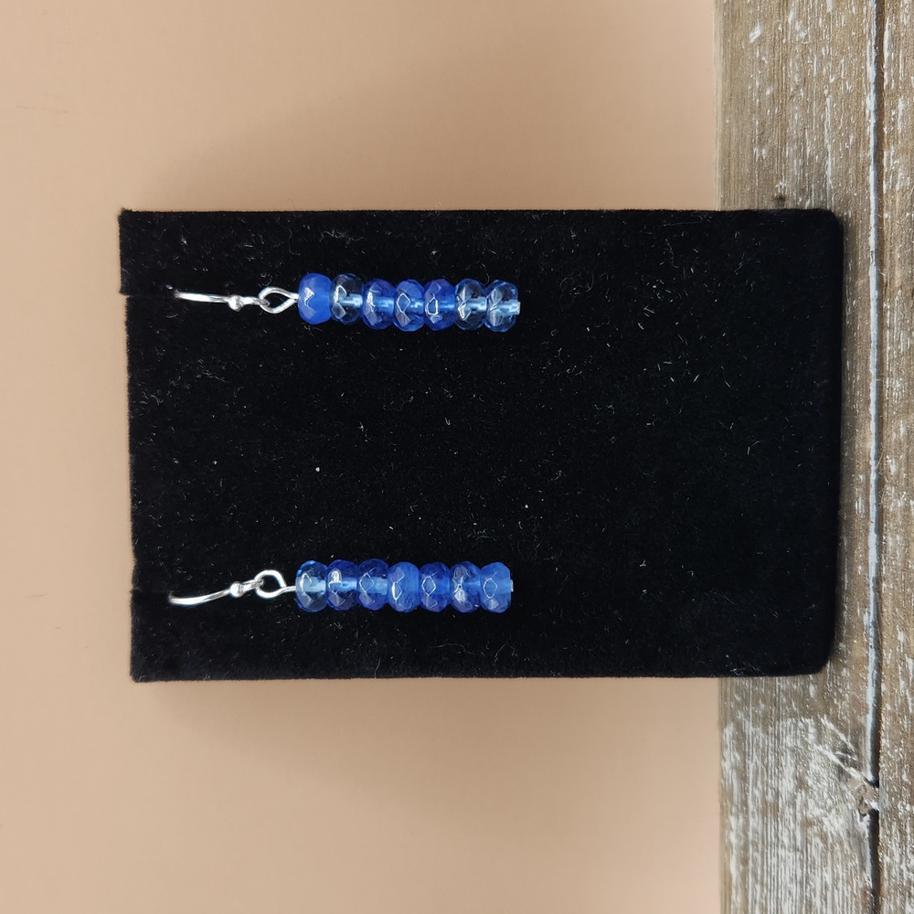 Blue Quartz and Sterling Silver Drop Stack Earrings - Picture 2 of 4